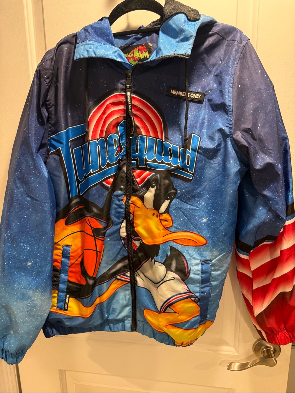 Members Only Blue Tune Squad Daffy Duck Basketball Windbreaker